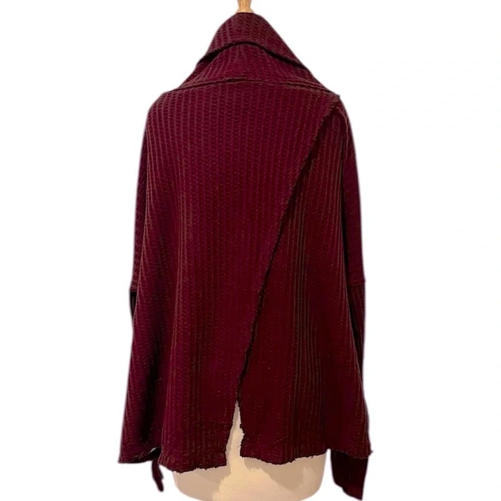 Free People Juicy Burgundy Cowl Neck Split Back Oversized Sweater Small NWT